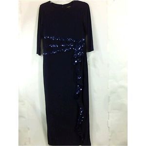 R And M Richards Womens 3780 Regular Long Sleeve Night Out, Navy Blue, Size 14